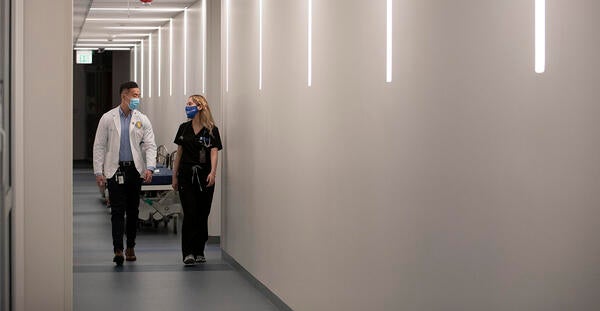 students walking in hallway